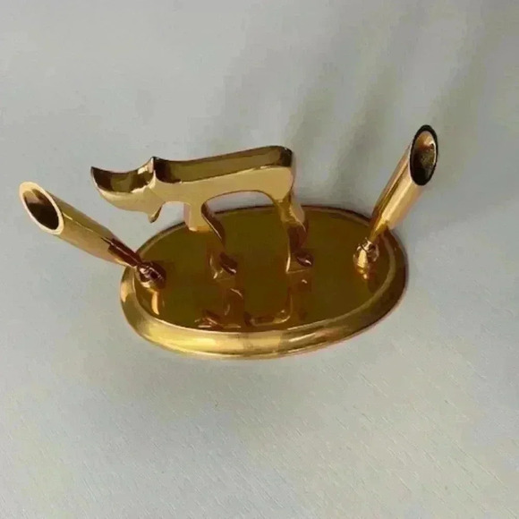 Vintage 24k Gold Plated Hai Chai Dual Pen holder. - Picture 2 of 5